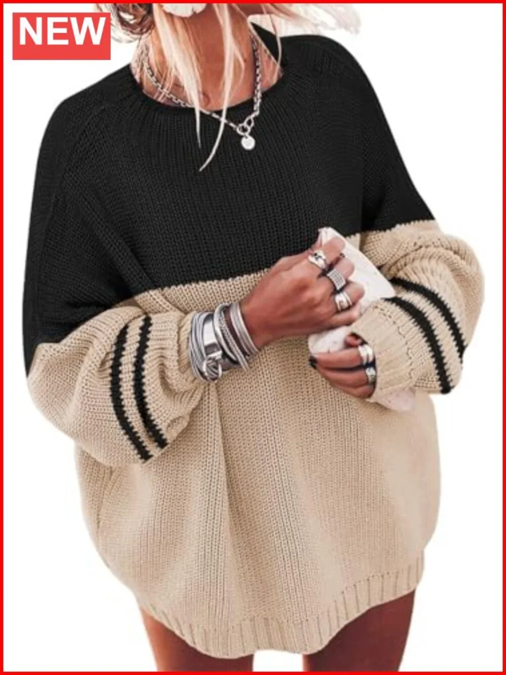 Oversized Chunky Knit Mock Neck Batwing Sweater Pullover